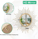 Gold Mirrors for Wall Metal Sunburst Wall Mirrors Home Décor Decorative Hanging Wall Art Bedroom Entryway Large 24" x