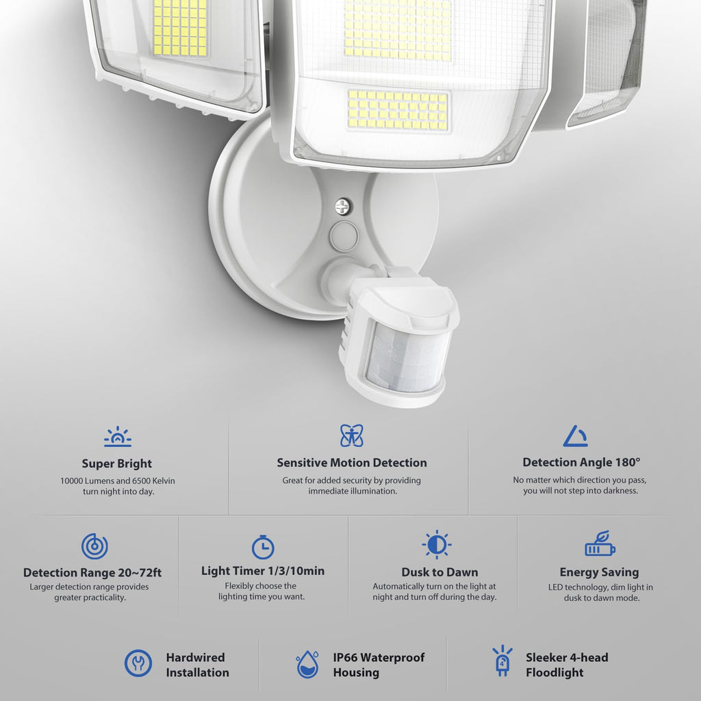 Outdoor Motion Sensor Light, Dusk to Dawn Outside Lighting, White