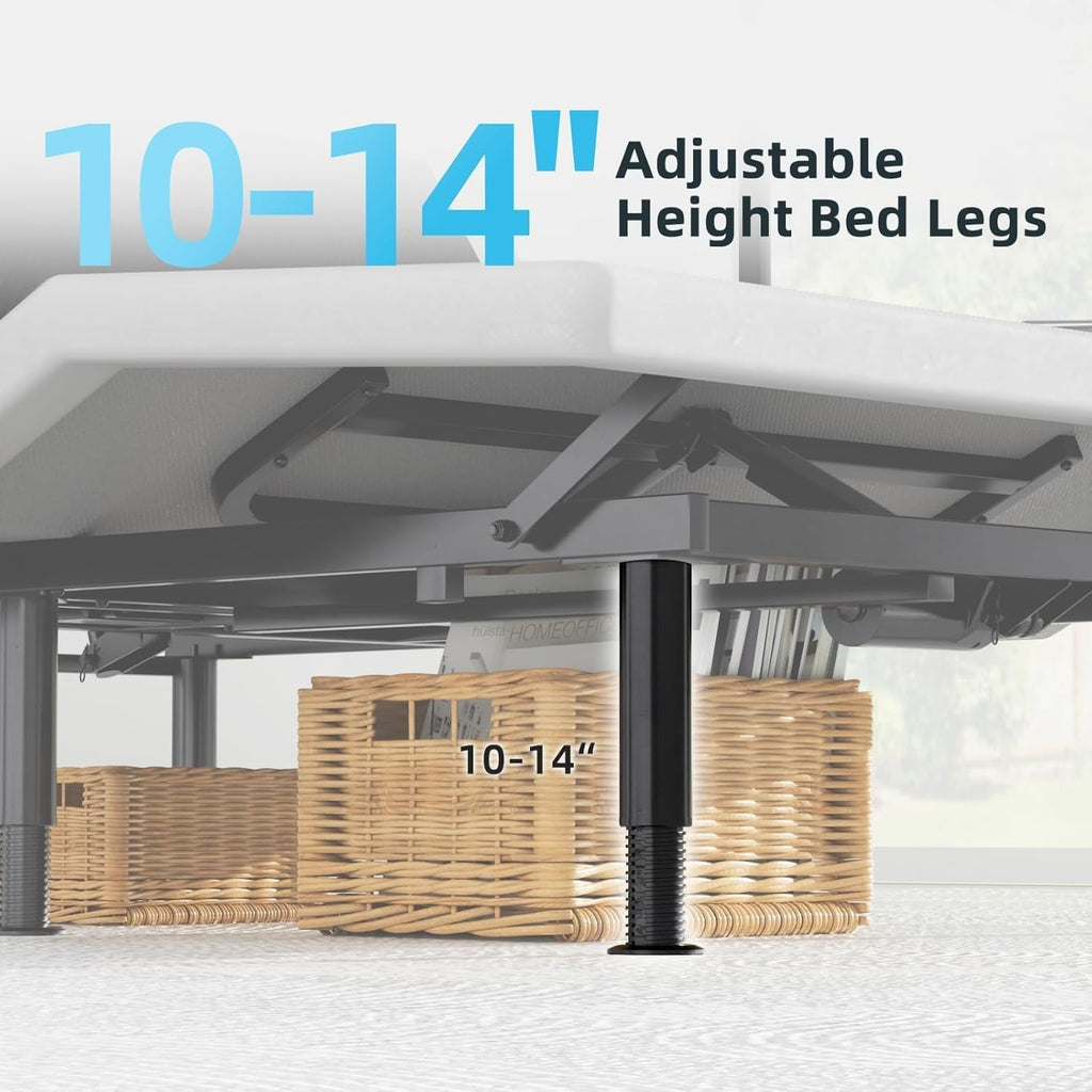 Queen Adjustable Bed Base Frame, Massage & Wireless Remote, Dual USB Ports,Ergonomic Upholstered Bed Frame, Lift