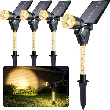 Spot Lights Outdoor Waterproof Spotlights, Warm White 4 Pack | Solar Lights Outdoor for Yard Pathway Tree House