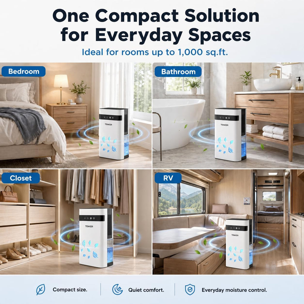 Dehumidifier for Home, 77oz Water Tank (1000 sq.ft) Dehumidifiers, Quiet Dehumidifier with Auto Shut Off, Sleep Mode