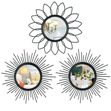 3 Pack Metal Mirror for Wall Cute Sunburst Wall Mirror Home Decor Accent