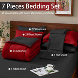 Queen Comforter Set 7 Pieces, Reversible Queen Bed in a Bag with All Season Premium Comforter