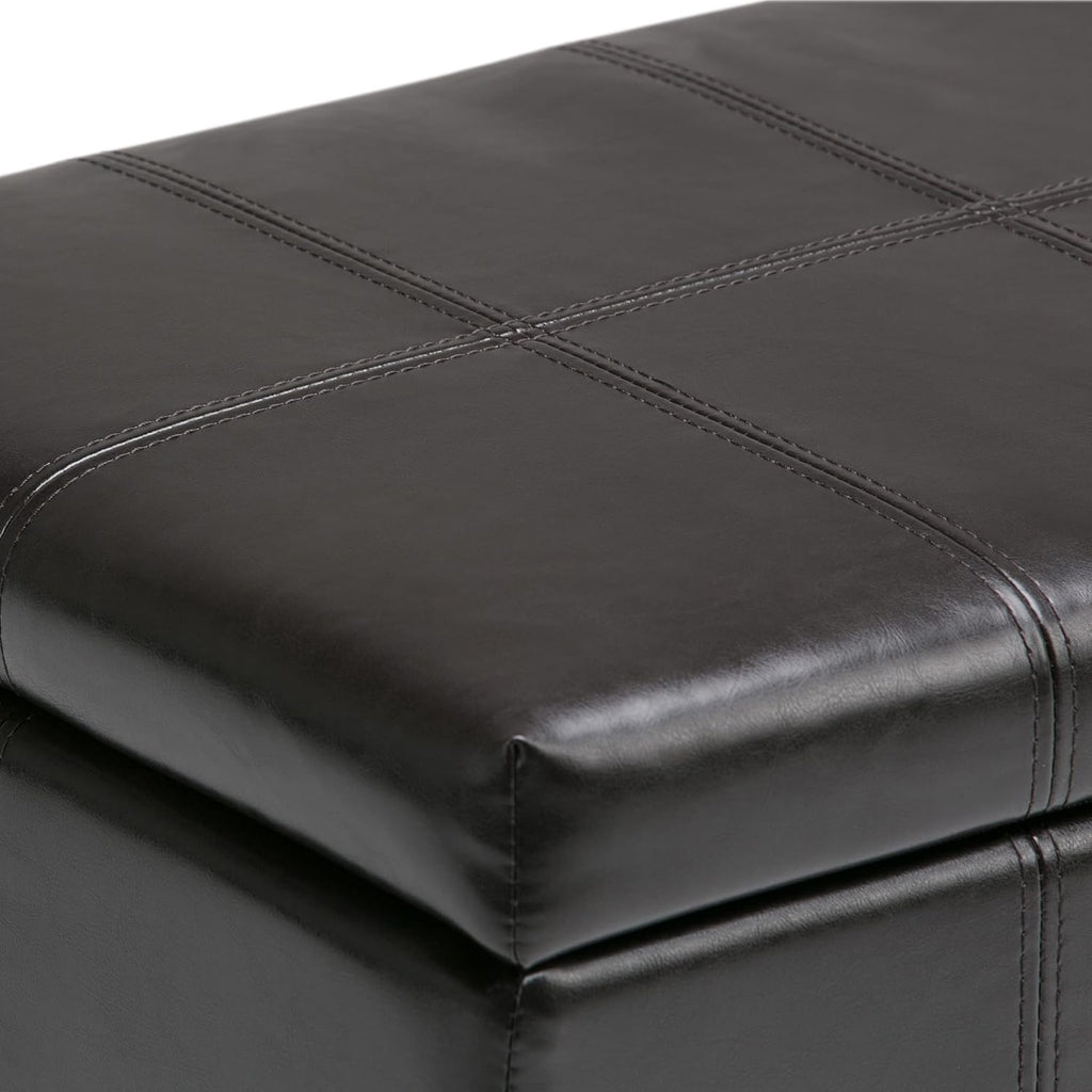 Gabbie 36" Wide Vegan Leather Storage Ottoman in Brown
