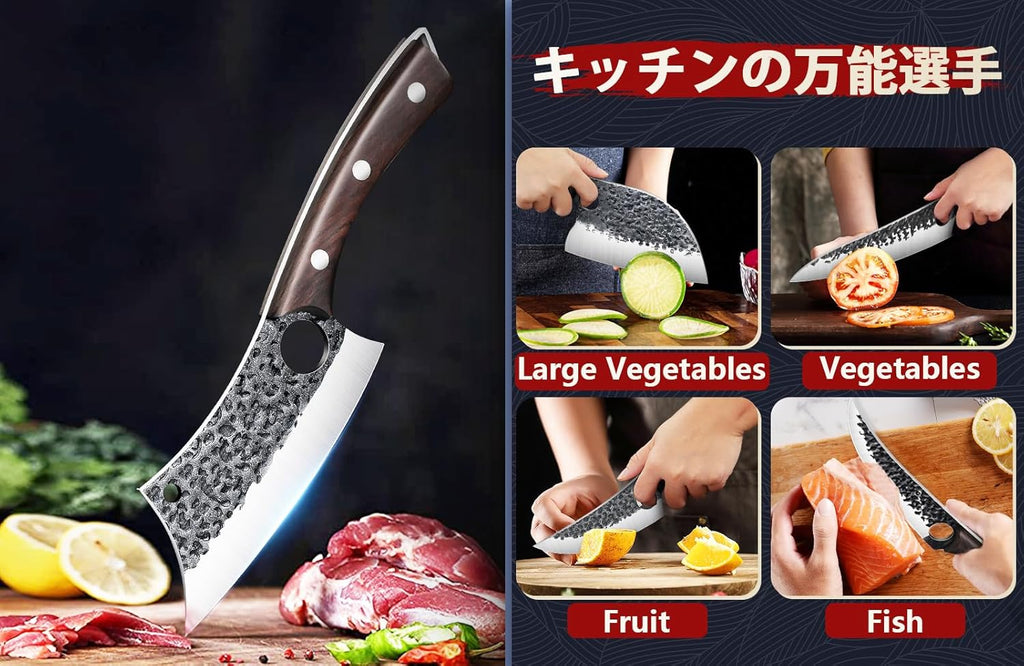 Serbian Chef Knife Set - 6 PCS Hand Forged Knife Set with Bag | Japanese ATS-34 Steel, Hand Forged Full Tang Knife
