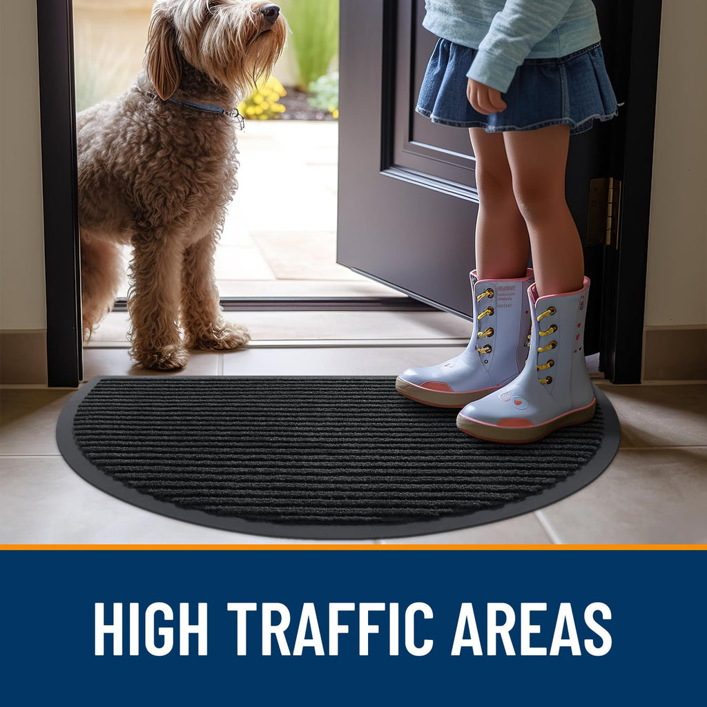 Half Circle Front Door Mat 47x23, Waterproof Heavy-Duty Doormat