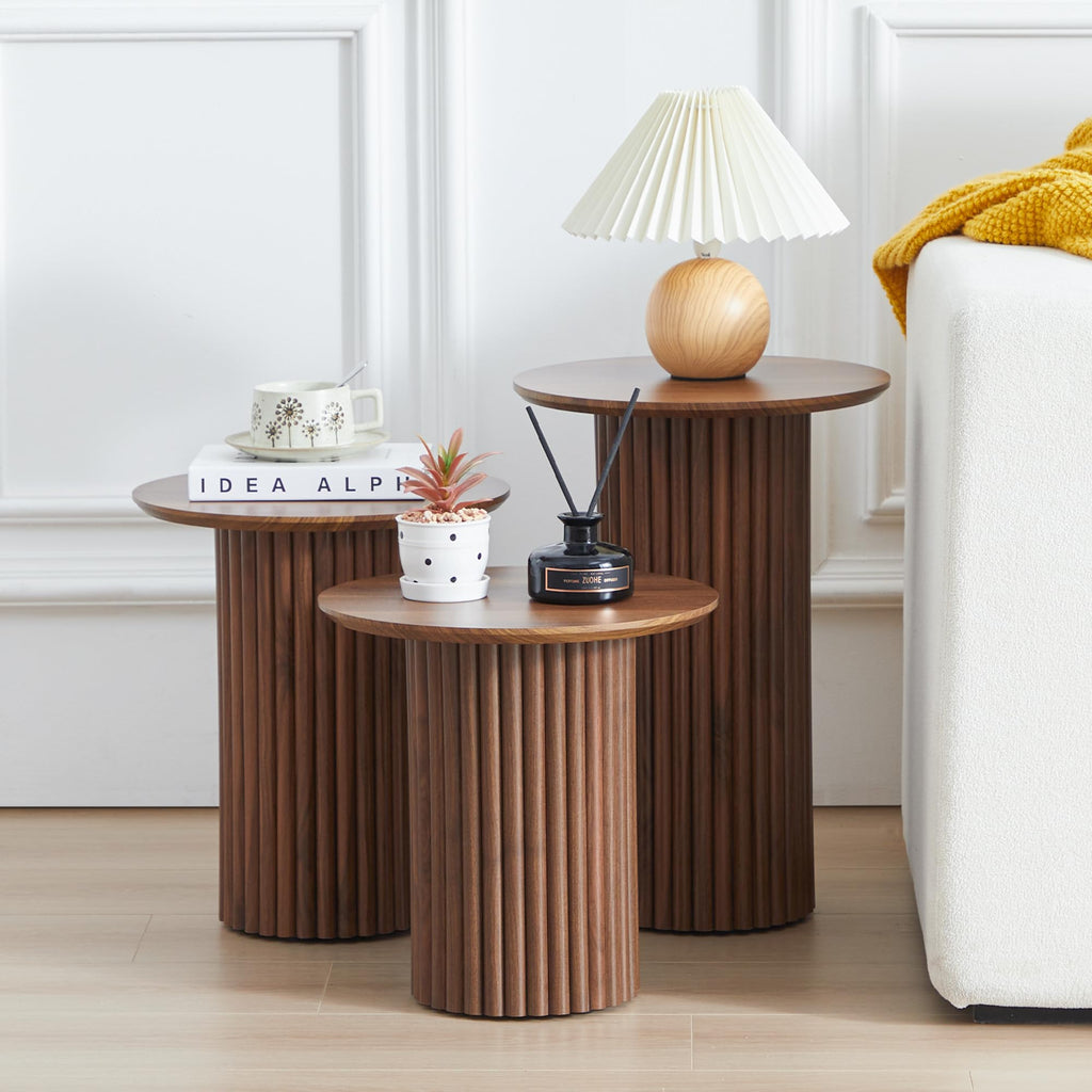 Walnut Round Nesting Coffee Set of 3