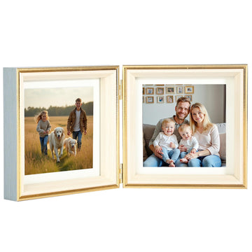 5x5 Double Hinged Picture Frame with Real Glass