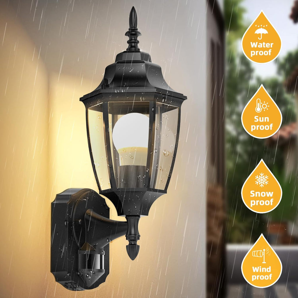 Outdoor Wall Sconce, 2 Pack Dusk to Dawn Motion Sensor Light Fixtures