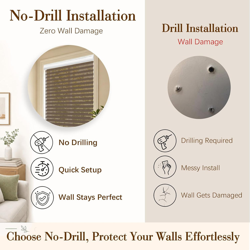 No-Drill Custom Shangri-La Roller Shades -Blackout Blinds for Windows