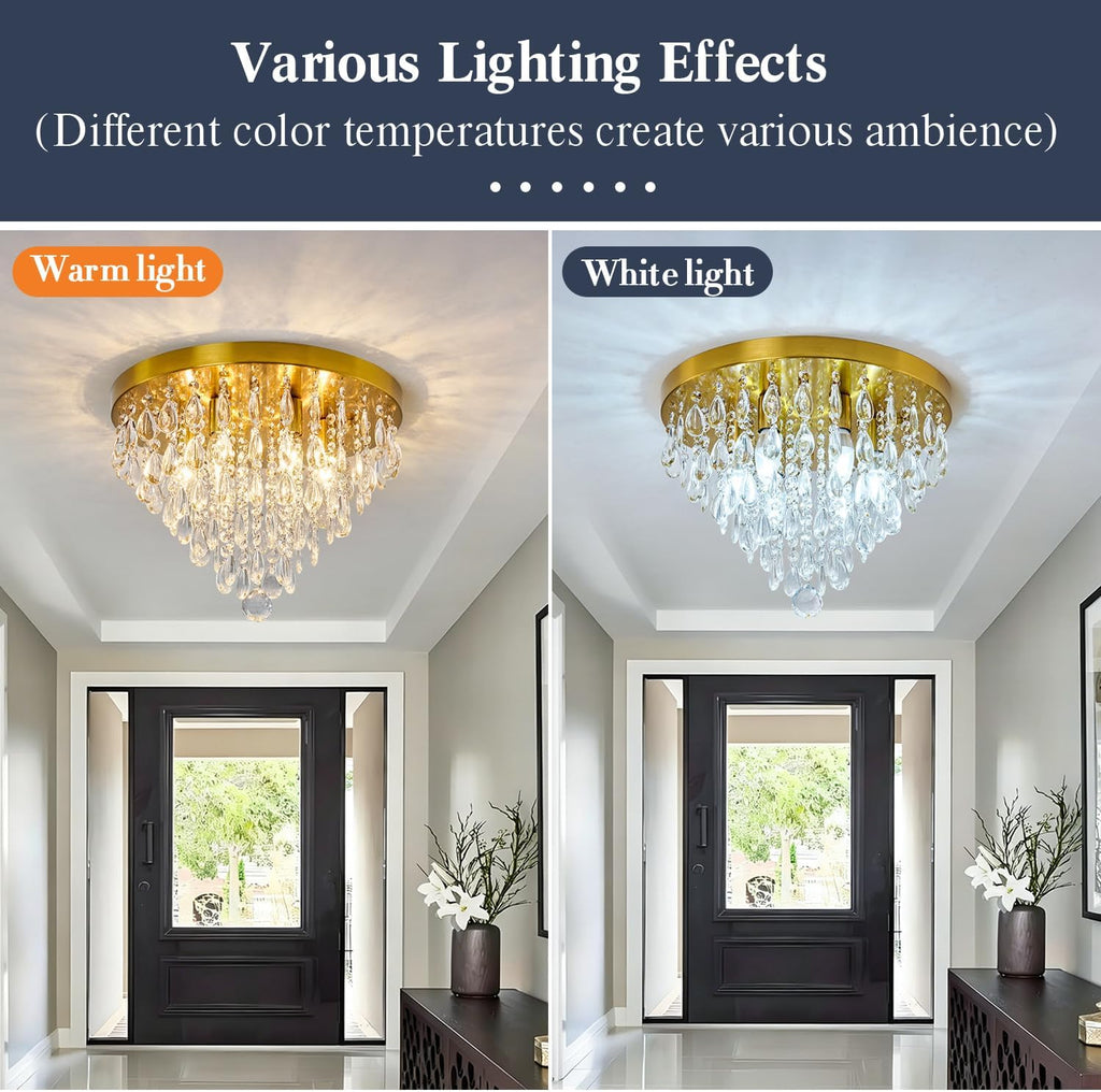 Modern Crustal Ceiling Light Fixture Large Flush Mount Ceiling Light 6 Light Ceiling Chandelier for Bedroom Foyer