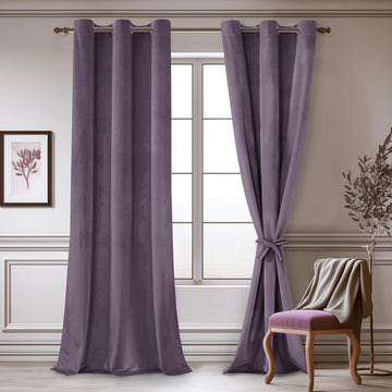 Velvet Curtains 90 inches - Thermal Insualted Room Darkening Grommet Super Soft Velvet Textured Drapes