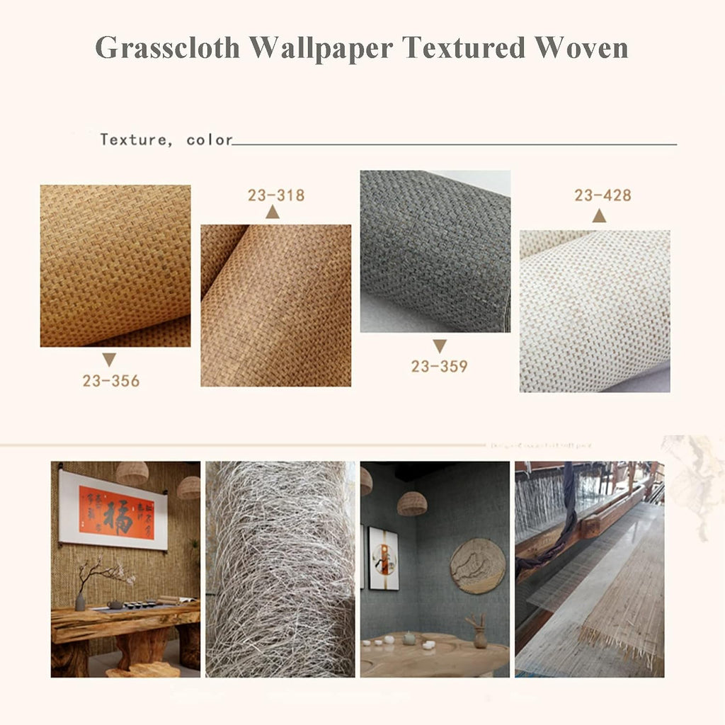 Grasscloth Wallpaper Textured Accent Wall Covering, Natural Grass Cloth Wallpaper Roll, Hand Weaved Wood Grass Paper