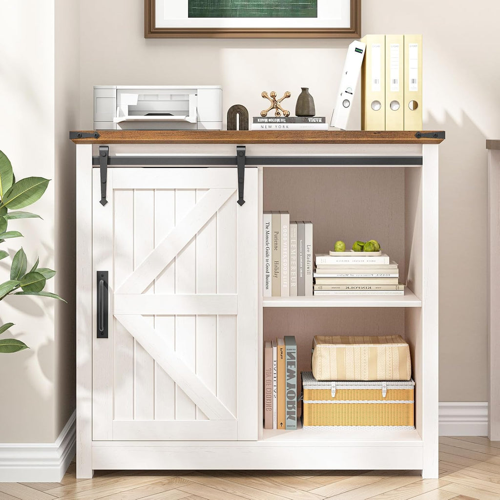 Lateral Filing Cabinets with Adjustable Shelf, Off White | Farmhouse File Cabinet with Lock , Filing Storage Cabinets
