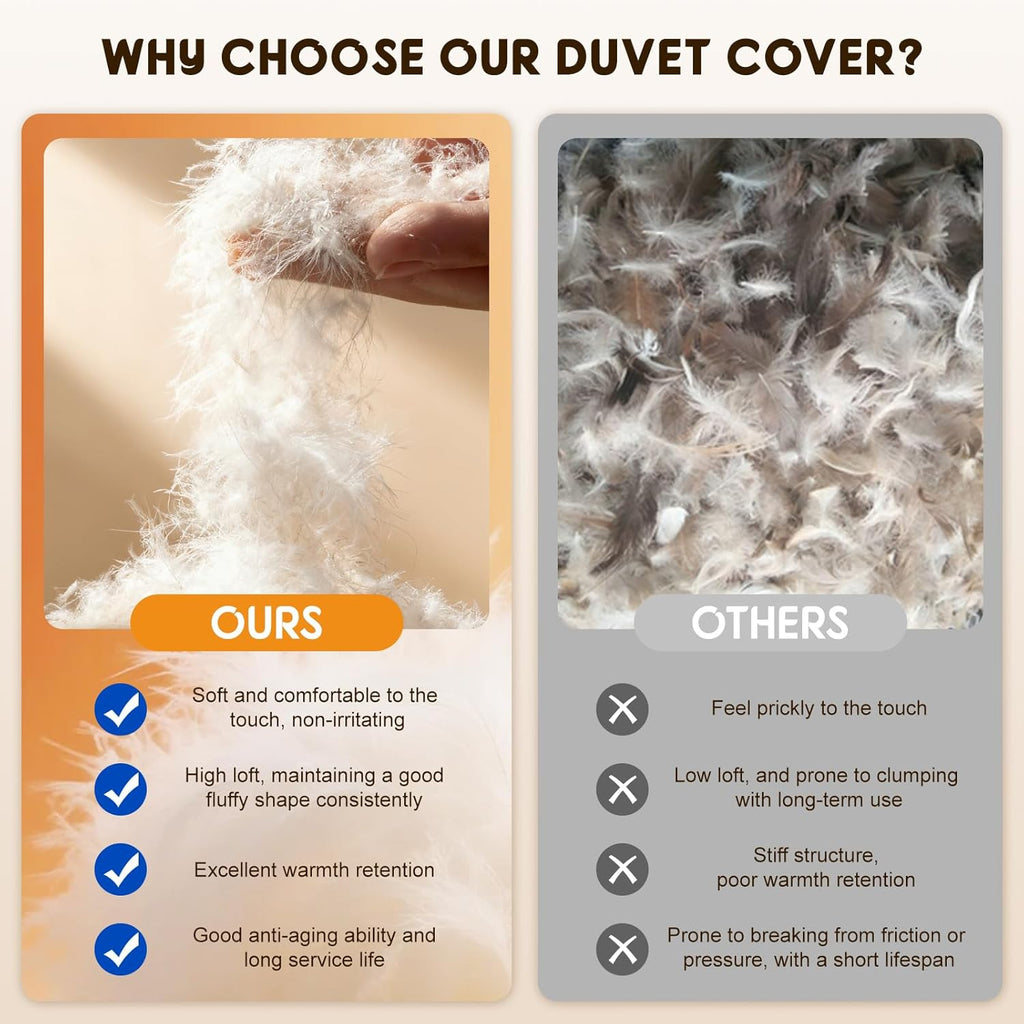Luxury Winter Queen Down Comforter - 75% White Goose Down & 25% Feather Fill, RDS & Oeko-TEX Certifi