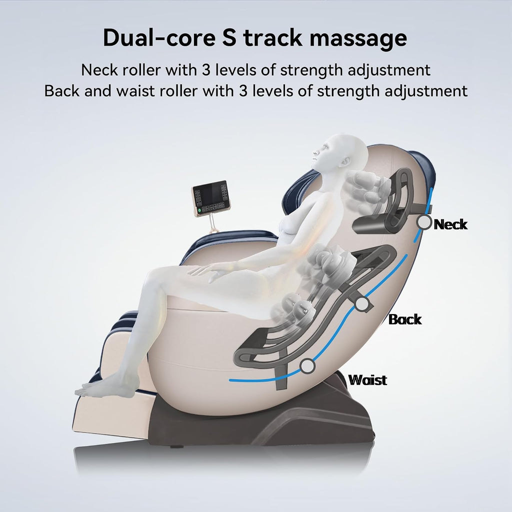 Full Body Massage Chair of Dual-core S Track,Shiatsu Massage Recliner of Zero Gravity with APP and LCD
