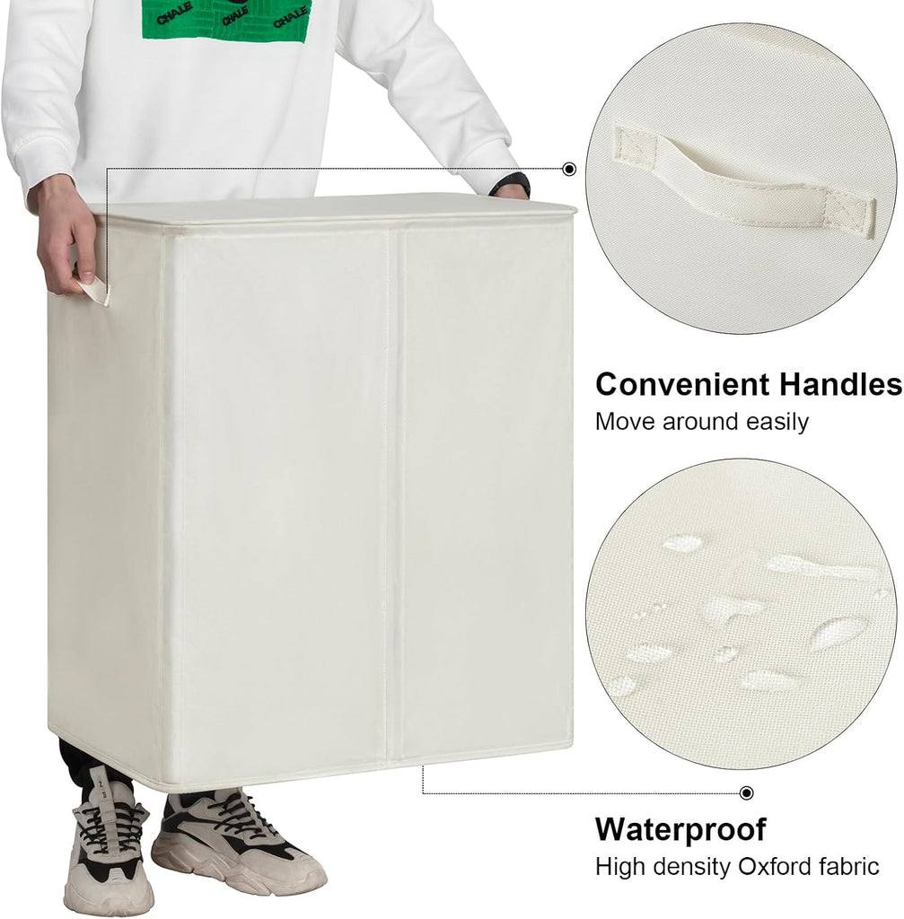 140L Double Laundry Hamper 2 Section with Lid and Removable Bags | Divided Laundry Basket, Large Dirty Clothes Hamper