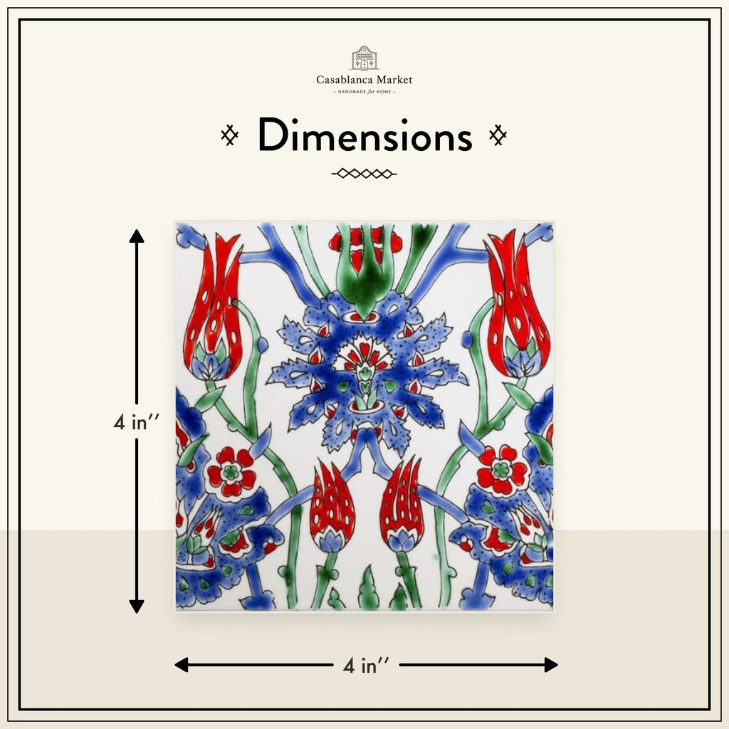 MT039 Mediterranean Ceramic Asphahan Decorative Tile, Blue