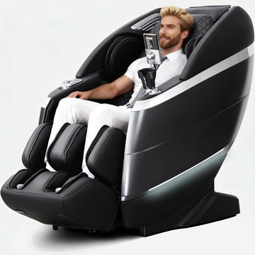 4D Massage Chair Full Body Zero Gravity 55" 166° Flexible SL-Track, Black | with Body Scan, Stretch, 36 Airbags, Heat