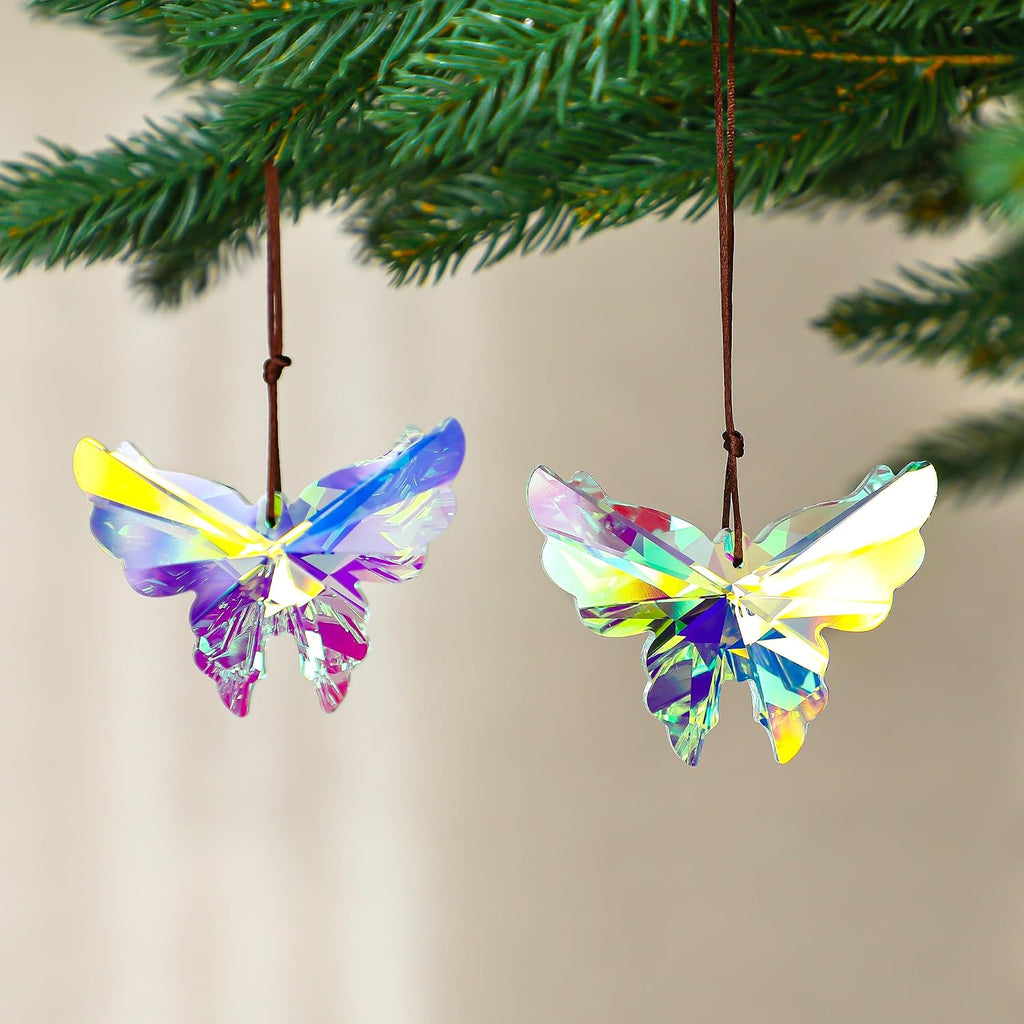 76mm AB Crystal Butterfly Prism Suncatcher Window Hanging Decor - AB Crystal Butterfly Prism Suncatcher Rainbow