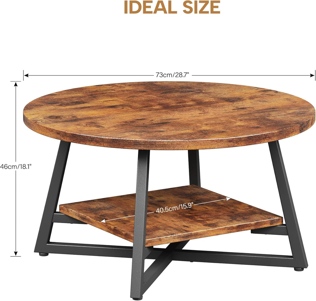 Round Coffee Table, Small Circle Coffee Table with Storage, Modern Wood Round Center Table, Small Space