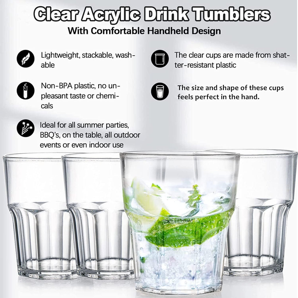 8 Pack Clear Plastic Tumblers Cups, 8 Oz BPA-Free Reusable Drinking Water Cup, Small Mini Stackable Juice Cup