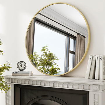 36 Inch Round Mirror-Gold Circle Mirrors