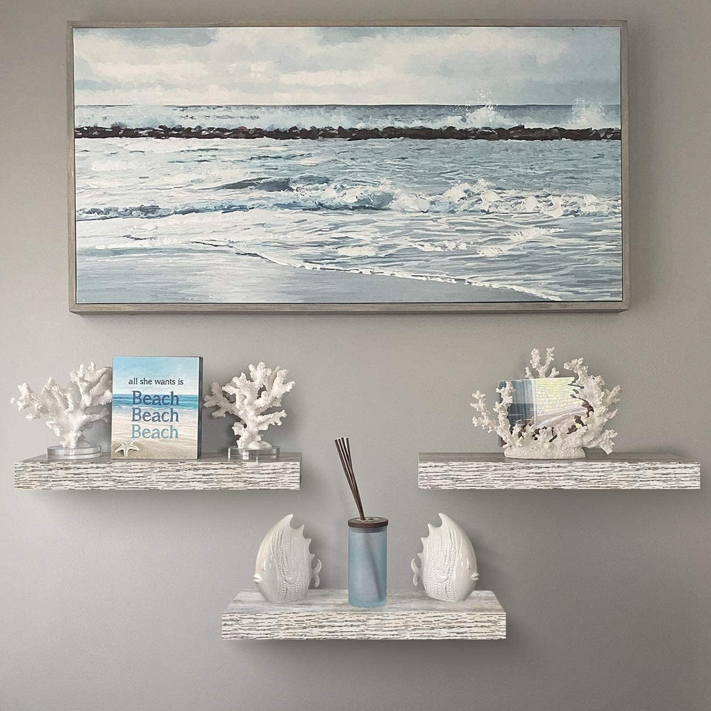 Floating Shelves - 3 Pack 16 Inch Rustic Wall Shelves Shelves, Home Decor, Office - Floating Shelf for Trophy, Books