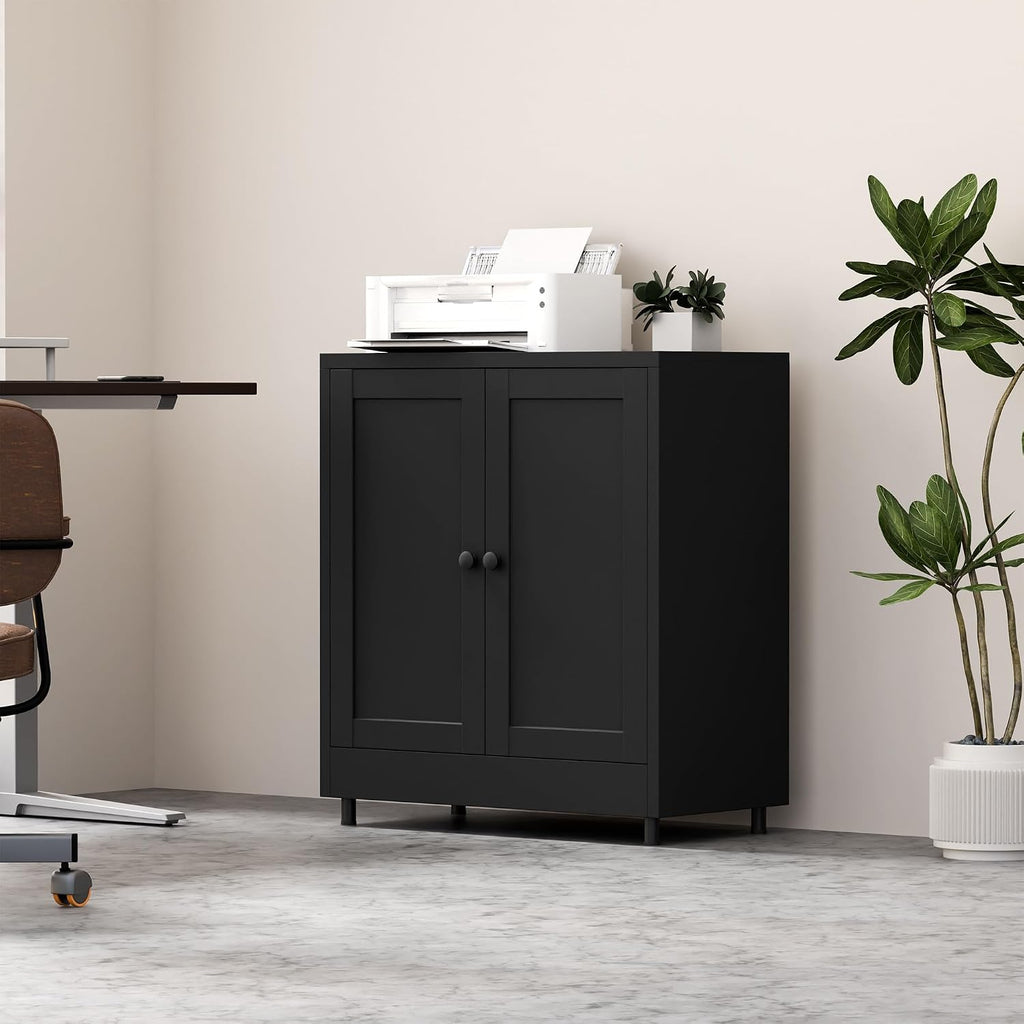 Metal Storage Cabinet with 2 Doors and Adjustable Shelf, Steel Sideboard Buffet Cabinet Hallway Entryway Kitchen