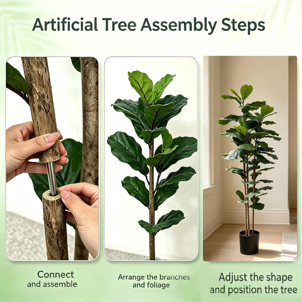 5FT Artificial Fiddle Leaf Fig Tree, Realistic Faux Tree