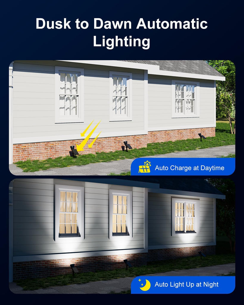 Solar Spot Lights Outdoor Waterproof for Flag, Palm Tree, Pole, Sign, Statue, Mailbox, Bright LED Outside Landscape