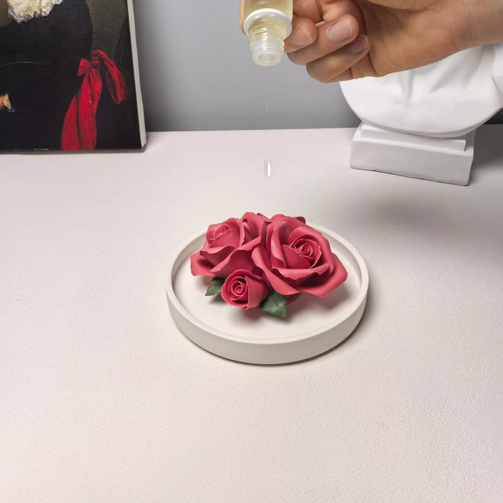 Passive Diffuser, Handmade Ceramic Rose Essential Oil Diffuser, Non-Electric Artisan Home Fragrance Decor and