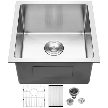 17 x 17 Inch Undermount Bar Sink 16 Gauge Stainless Steel Single Bowl