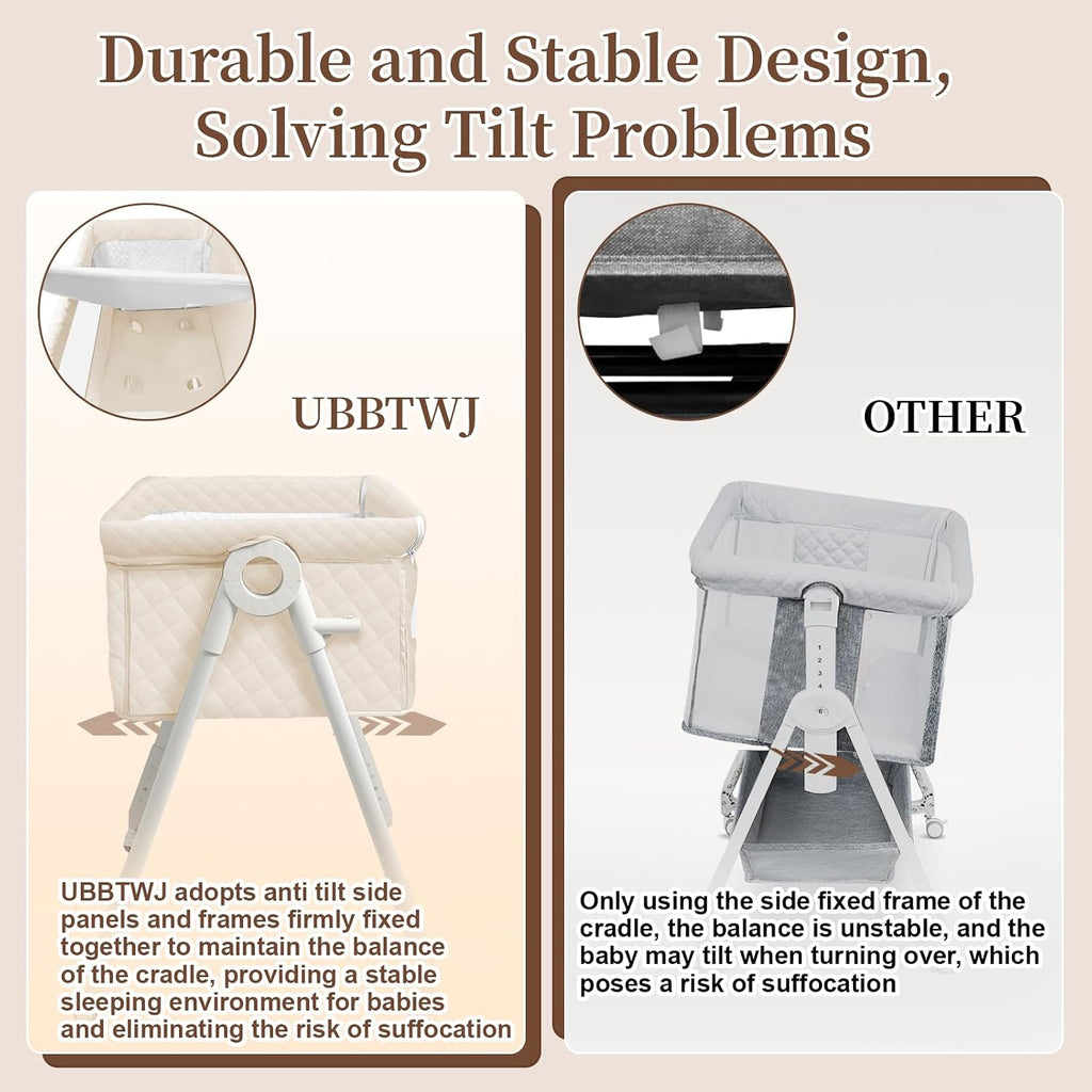 Bassinet Bedside Crib for Newborn 4-in-1 Baby Bassinet Bedside Sleeper | Mesh & Mattress, Easy Move Crib for Newborns
