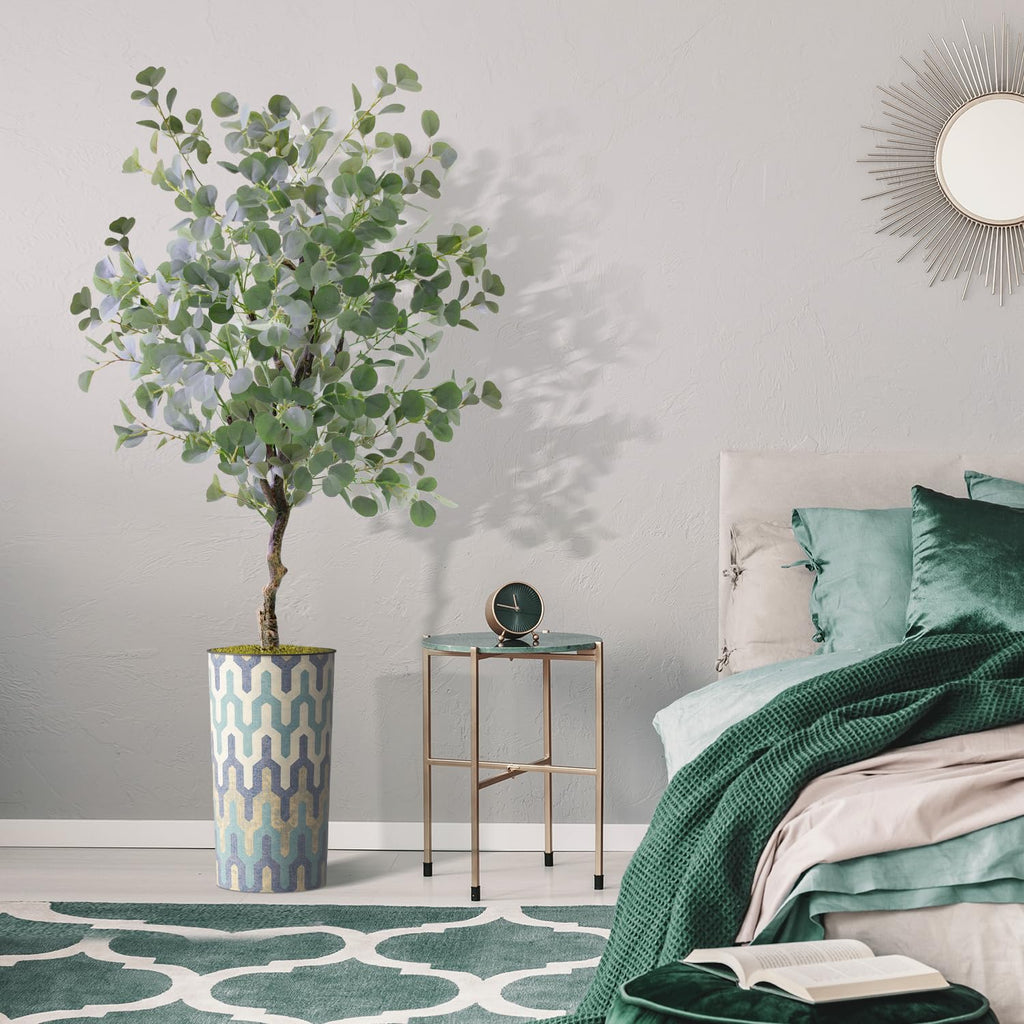 Artificial Tree in Modern Planter, Fake Eucalyptus Silk Tree for Indoor and Outdoor Home Decoration - 66" Overall