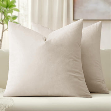 24x24 Inch Pack of 2 Euro Velvet Throw Pillow Covers Cream White