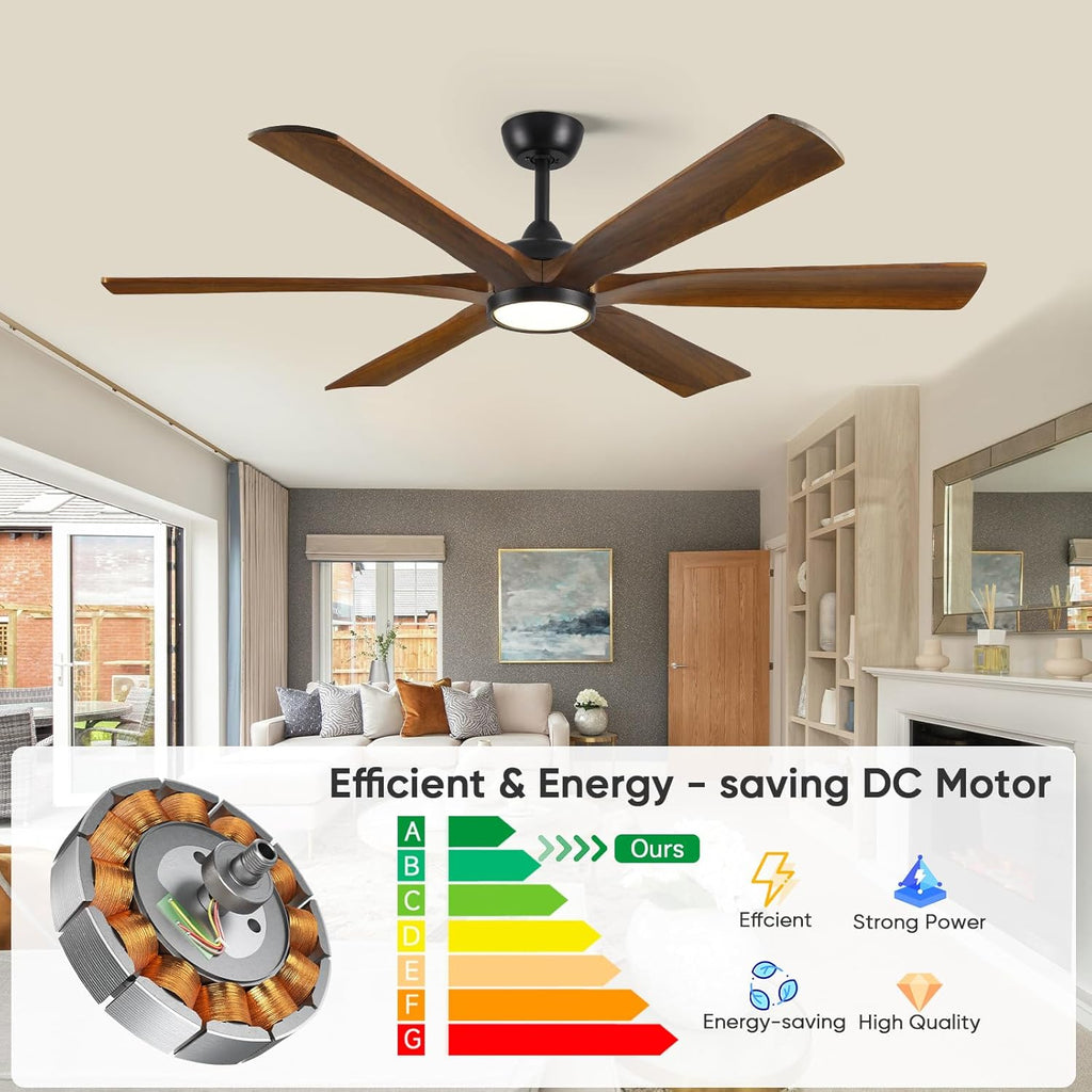 60" Ceiling Fan with LED Light and Remote - Walnut