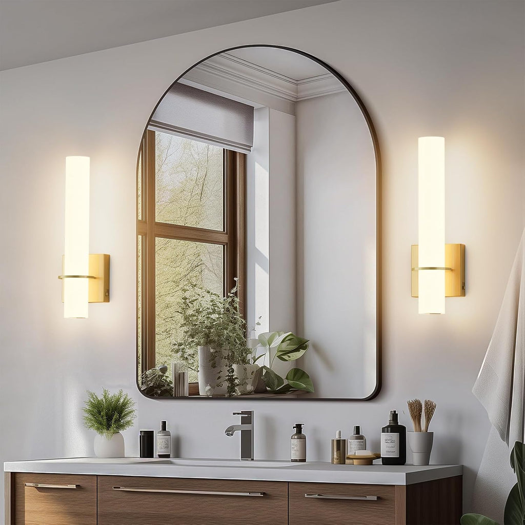 Hardwired Gold Wall Sconces Set of Two 5CCT Dimmable Modern Wall Sconce Bathroom Sconces UP and Down Wall Mount Light