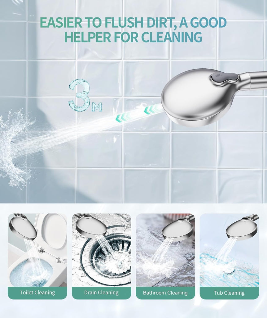 Filtered Shower Head with Handheld High Pressure 9 Spray Mode Showerhead Detachable Shower Head Water Softener Filters