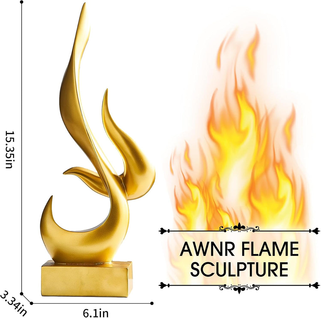 Abstract Sculpture Gold Decor: Flame Statue Resin Art Figurines Modern Home Decor TV Stand Office Shelf Accents