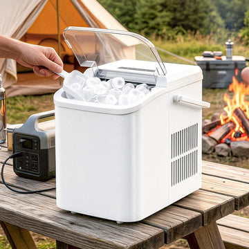 Ice Maker, Portable Ice Makers Countertop with Handle, Basket & Scoop, 26Lbs/24Hrs, 9 Bullet Ice Cubes in 6 Mins, 2