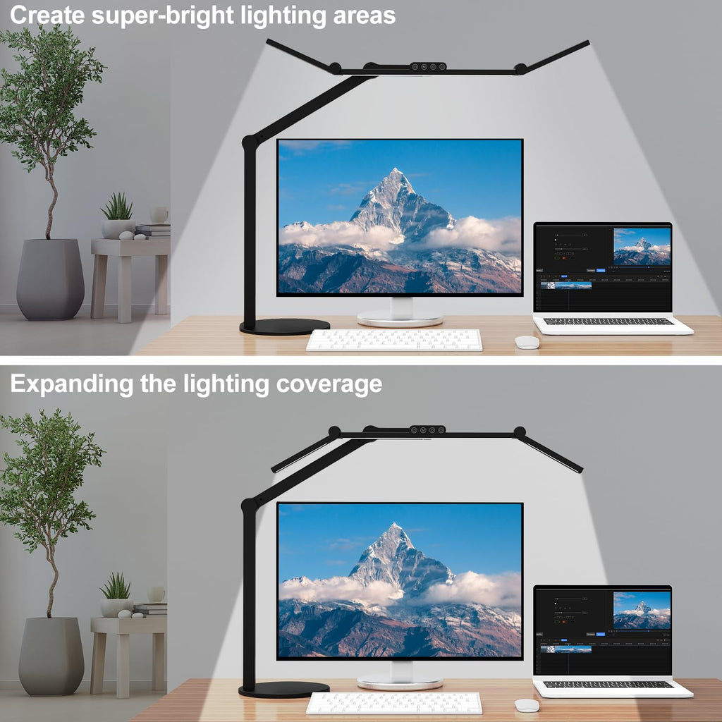 Architect Desk Lamp with Atmosphere Lighting, Adjustable Led Desk Light with Base, 24W Bright Auto Dimming Table