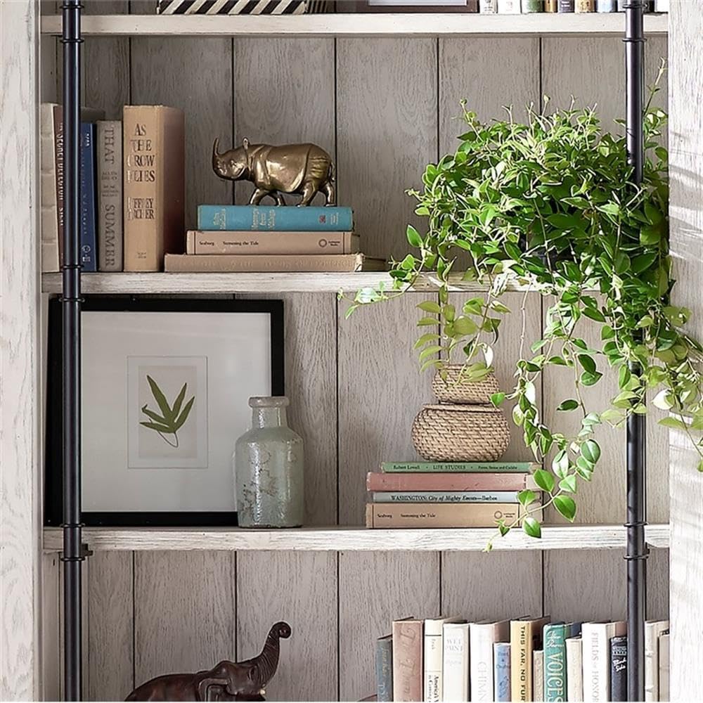 Avondale 8' Tall Bookcase Wall with Ladder Storage Organizer Display White
