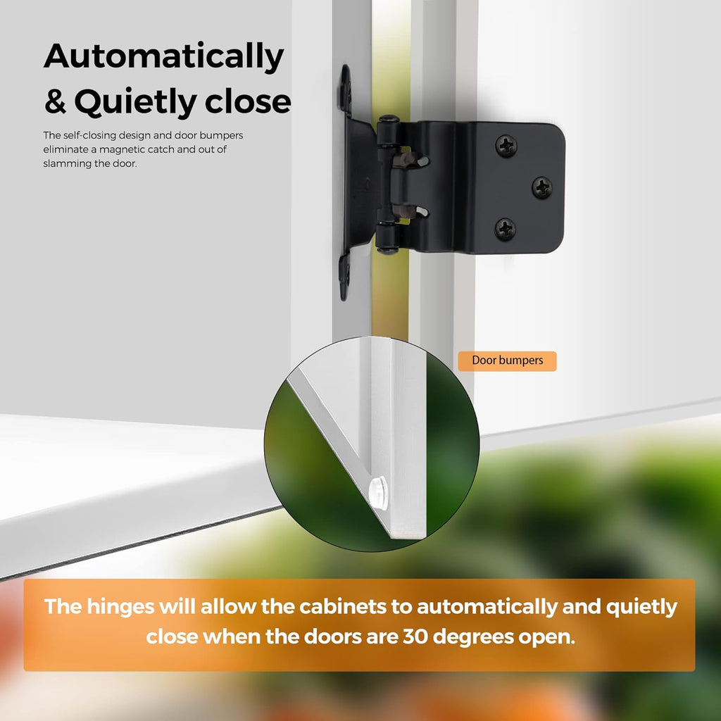 60 Packs (30 Pairs) 3/8" Inset Matte Black Cabinet Hinge, Self Closing Hinges /Furniture Cabinets & Doors. Decorative