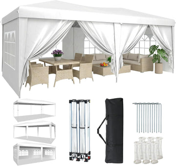 10x20 Pop Up Canopy Tent with 6 Removable Sidewalls