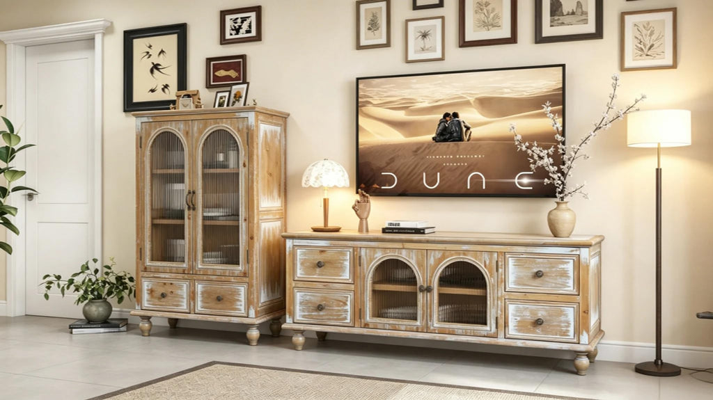 60" Solid Wood TV Stand, Entertainment Center with Storage Drawers
