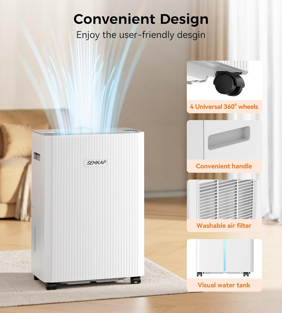 2500 Sq.Ft Dehumidifier for Basement with Drain Hose, 32 Pints Dehumidifiers for Home, Large Room, Bathroom, Bedroom