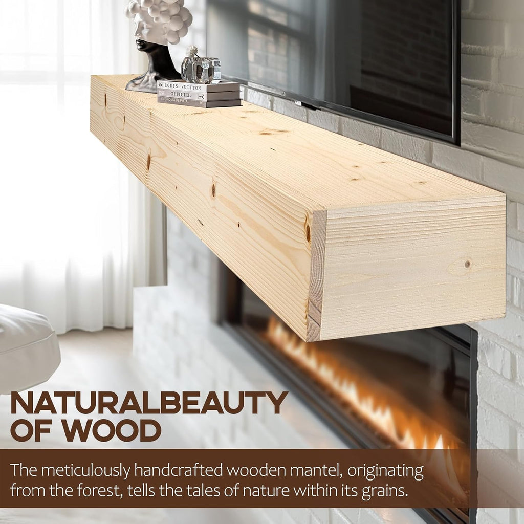 Fireplace Mantel Shelf, 56" Wooden Floating Shelf for Over Fireplace, Wall-Mounted Mantel Shelves, Decorative