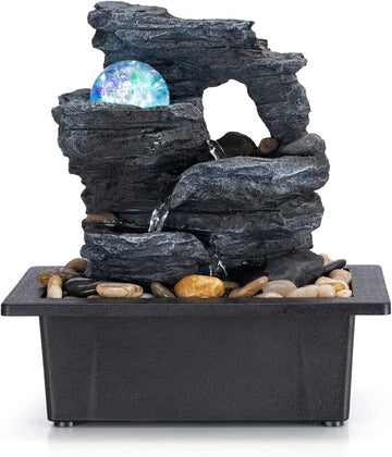 Table Top Fountain Spin Ball Rock Waterfall Fountain Office Table Top Fountain Includes Many Natural River Rocks