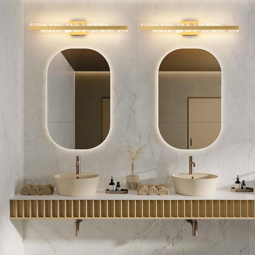 Modern Bathroom Vanity Light: Brushed Gold 32 inch 28W Dimmable LED Bath Bar Light Fixtures Over Mirror - Wall Sconce